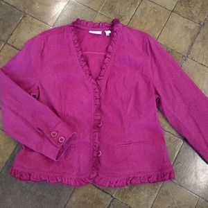 Chico's Corduroy Stretch Jacket with Ruffles